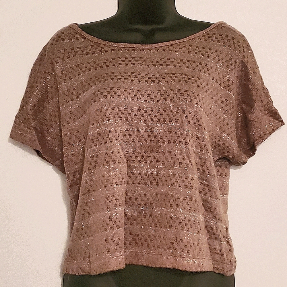 Forever21 Cropped Knit Glitter Thread Top